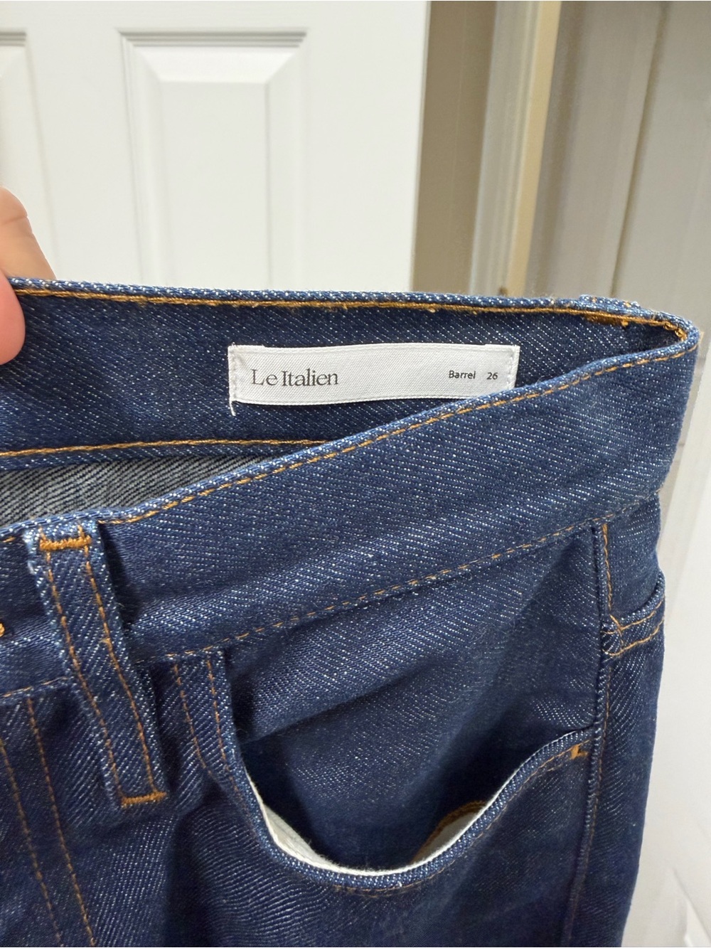 FRAME Le Italien Barrel Jeans Rinse Dark Wash Cotton Denim Size 26 - Picture 6 of 12